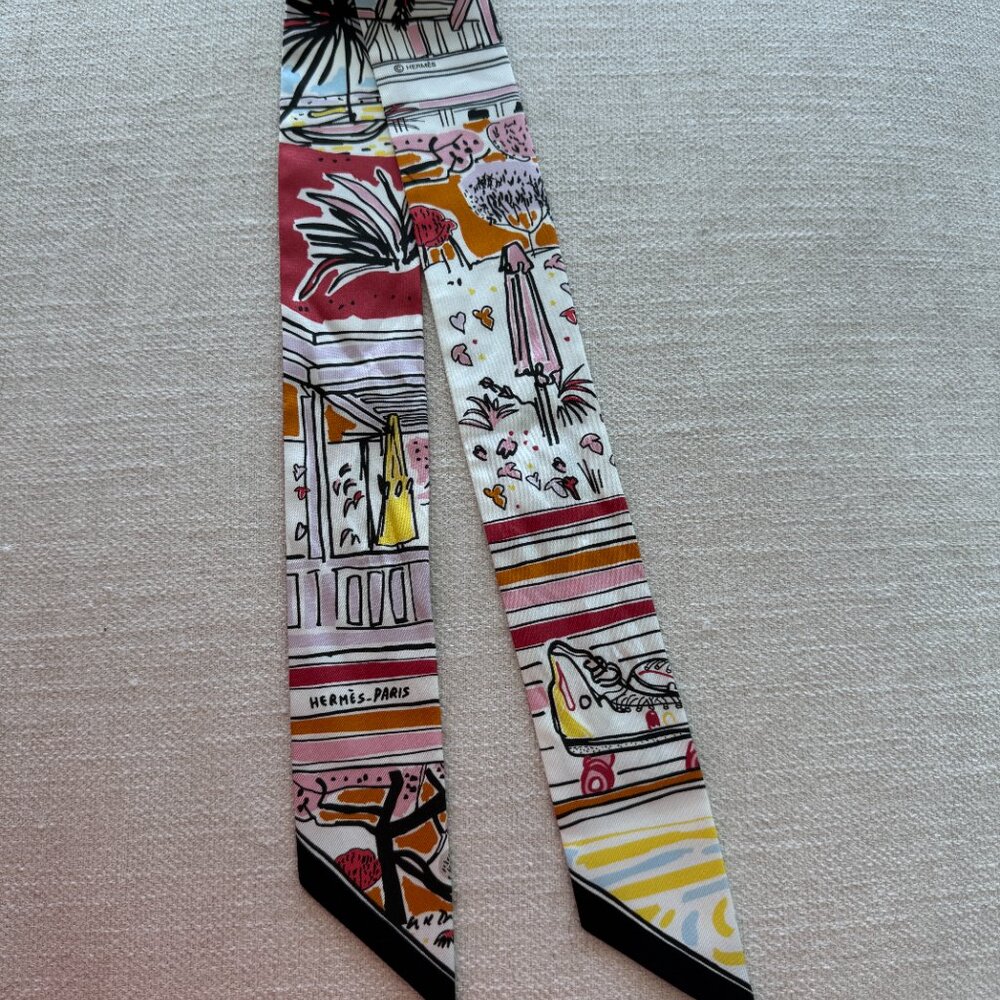 Hermes silk twilly - Rayures d'Ete - black white